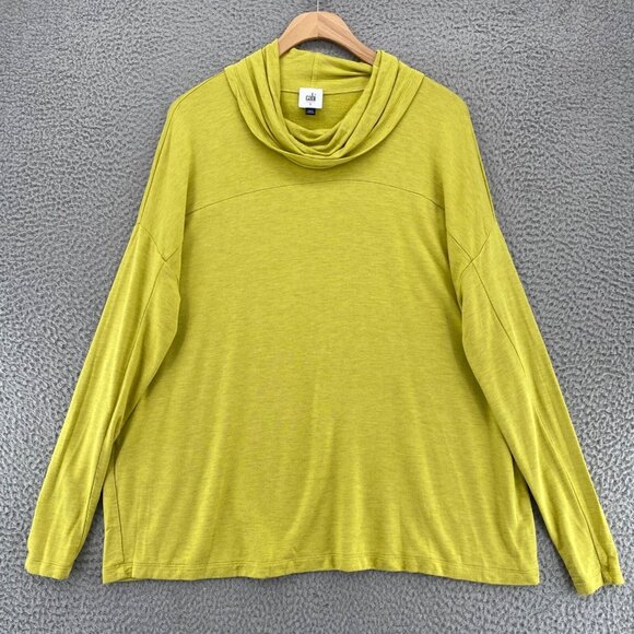 CAbi Top Womens Small Green Cowl Neck Long Sleeve Slouchy Stretch Knit Pullover - Picture 1 of 9